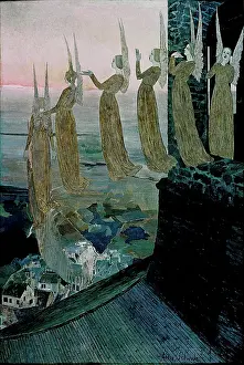 Evening bells, 1891. Creator: Schwabe, Carlos (1866-1926)