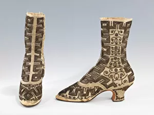 High Heels Collection: Evening boots, probably French, 1885-90. Creator: Unknown