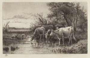 Etching In Black Prints: The Evening Hour, 1889. Creator: Peter Moran