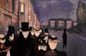 Edvard Munch Gallery: Evening on Karl Johan, 1892. Artist: Edvard Munch