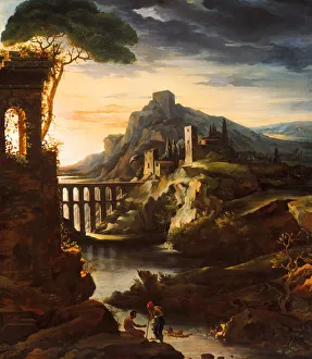Aqueduct Collection: Evening: Landscape with an Aqueduct, 1818. Creator: Theodore Gericault