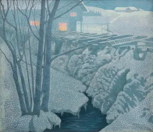 Private Collectionrealism Prints: Evening light in winter time. Creator: Lindh, Bror (1877-1941)