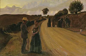 Syberg Fritz Prints: Evening Meeting on a Road, 1889. Creator: Fritz Syberg