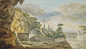 Jw Goethe Prints: Evening mood at the Muro Torto in front of the Porta del Popolo in Rome