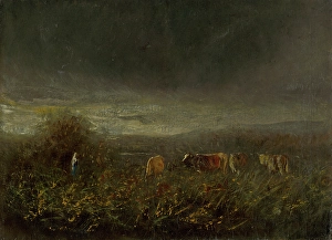 Ladislav Prints: Evening at the Pasture, 1880-1885. Creator: Ladislav Mednyanszky