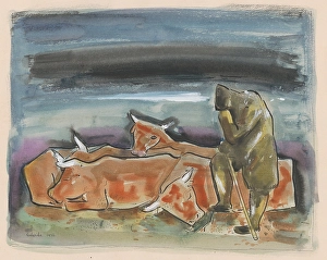 Tired Prints: Evening on the pasture, 1936. Creator: Mikulas Galanda