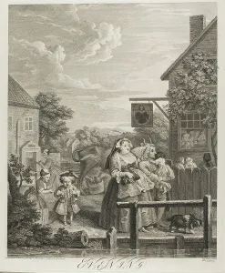 Horns Prints: Evening, plate three from The Four Times of the Day, May 1738. Creator: Bernard Baron