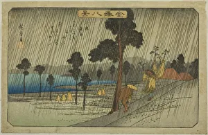 Evening Rain at Koizumi (Koizumi yau), from the series Eight Views of Kanazawa... c. 1835/36. Creator: Ando Hiroshige. Evening Rain at Koizumi (Koizumi yau), from the series Eight Views of Kanazawa... c. 1835/36. Creator: Ando Hiroshige