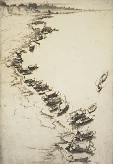 Vanishing Point Prints: The evening river. From: Fourth Indian plates, 1927. Creator: Ernest Stephen Lumsden