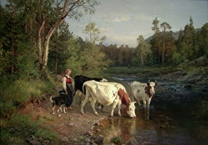 Evening at the Riverside, 1870. Creator: Anders Monsen Askevold