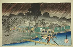 Sheltering Prints: Evening Shower at the Bank of Tadasu River (Tadasugawara no yudachi)