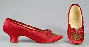 High Heels Collection: Evening slippers, French, 1875-85. Creator: Unknown