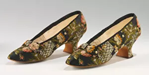 Evening slippers, French, 1880. Creator: J Ferry