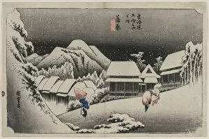 Ando Hiroshige Collection: Evening Snow at Kambara (number sixteen of the series Fifty-three Stations of the Tokaido), 1833