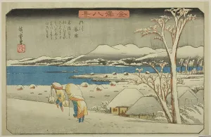 Evening Snow at Uchikawa (Uchikawa bosetsu), from the series Eight Views of... c. 1835/36. Creator: Ando Hiroshige. Evening Snow at Uchikawa (Uchikawa bosetsu), from the series Eight Views of... c. 1835/36. Creator: Ando Hiroshige