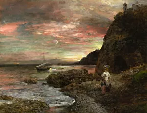 Achenbach Gallery: Evening Sun at Posillipo. Artist: Achenbach, Oswald (1827-1905)