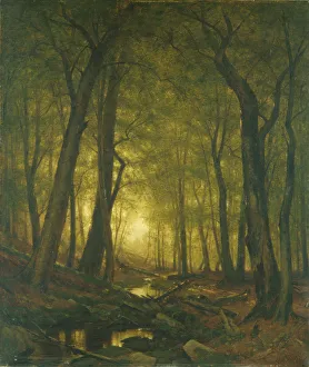 Thomas Worthington Whittredge Prints: Evening in the Woods, 1876. Creator: Worthington Whittredge