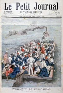 Oswaldo Prints: Events in Madagascar: the repatriation of French troops, 1896. Artist: F Meaulle
