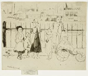Events Over the Railings, Chelsea Embankment, 1888-89. Creator: Theodore Roussel