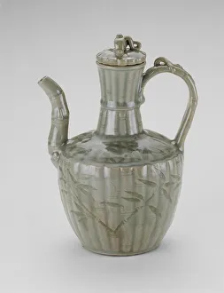 Spouted Prints: Ewer with Bamboo-shaped Spout, Fluting, and Leaves, Korea, Goryeo dynasty