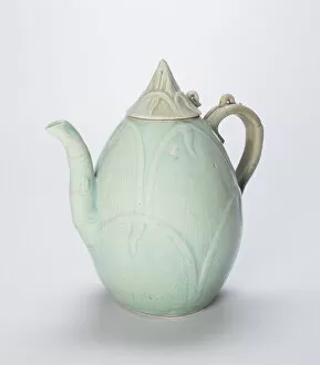 Celadon Glazed Stoneware With Underglaze Molded Decoration Gallery: Ewer in the Form of a Bamboo Shoot, Korea, Goryeo dynasty (918-1392), mid-12th century