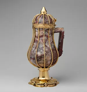 Jasper Collection: Ewer, German or Rhenish, ca. 1350-80 (ewer); ca. 1400 (mounts). Creator: Unknown
