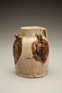Stoneware Prints: Ewer with medallion appliques of foliage and birds, 800s. Creator: Unknown