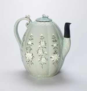 Ewer with Stylized Lotus Flowers and Chrysanthemums, Korea, Goryeo dynasty