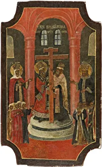 Exaltation of the Holy Cross, 18th century. Artist: Russian icon Exaltation of the Holy Cross, 18th century. Artist: Russian icon