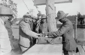 Enlistment Prints: Examining pkges, Camp Upton, Sept 1917. Creator: Bain News Service