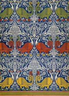 Arabesques Prints: Example of printed Egyptian fabric, pub. 1877. Creator: Emile Prisse d Avennes (1807-79)