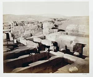 An excavated temple at the foot of the Sphinx, Giza, Egypt, 4th March 1862. Artist