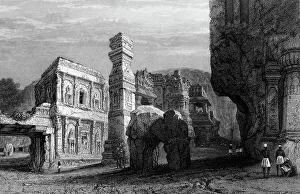Roberts Emma Prints: Excavated Temple of Kylas, Caves of Ellora, 1834. Creator: Samuel Prout