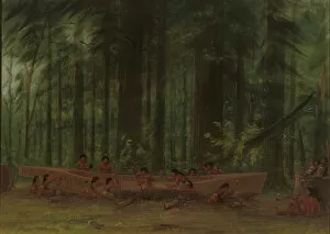 Teamwork Gallery: Excavating a Canoe - Nayas Indians, 1855 / 1869. Creator: George Catlin