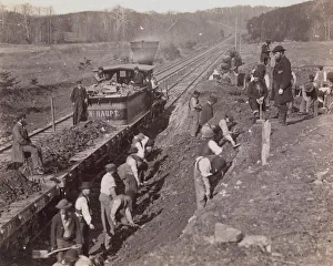 Andrew J Russell Prints: Excavating for Y at Devereaux Station, Orange & Alexandria Railroad, 1863
