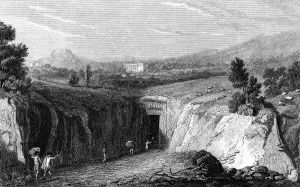 Buried Prints: Excavation leading to the remains of the Roman town of Herculaneum, Italy, 1815