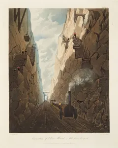 Stephenson Prints: Excavation of Olive Mount, 4 miles from Liverpool, 1831. Artist: Thomas Talbot Bury