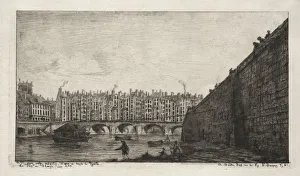Charles Meryon French Prints: The Exchange Bridge, Paris, about 1784, 1855. Creator: Charles Meryon (French, 1821-1868)