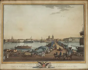Images Dated 19th June 2013: The Exchange Bridge at the Vasilievsky Island, 1799. Artist: Paterssen, Benjamin (1748-1815)