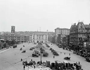 Car Park Prints: Exchange Place, Providence, R.I. between 1900 and 1920. Creator: Unknown