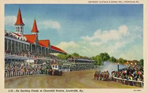 An Exciting Finish at Churchill Downs, Louisville, Ky, c1940