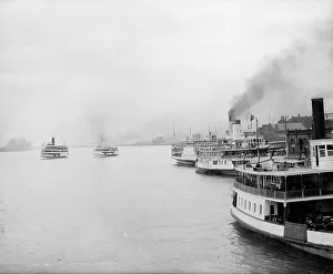 Detroit River Prints: Excursion steamers, Detroit, Mich. between 1900 and 1908. Creator: Unknown