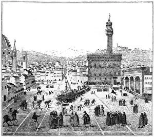 Images Dated 16th April 2008: The execution of Girolamo Savonarola in the Piazza Della Signoria, Florence, 1882