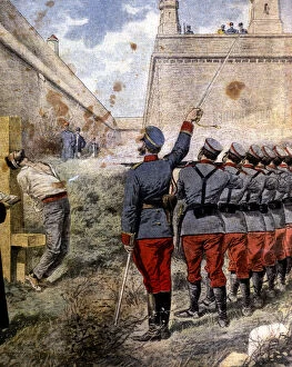 Execution of insurgents in the moats of the Castle of Montjuic, convicted by sacking