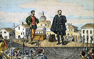 Execution of judge of Aragon, Juan de Lanuza, by order of King Philip II in 1591