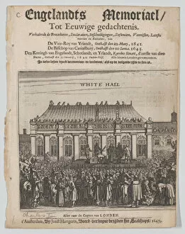 Low Countries Collection: The Execution of King Charles I (Title page: Engelandts Memoriael), 1649. Creator: Joost Hartgerts