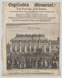 Executioners Block Prints: The Execution of King Charles I (Title page: Engelandts Memoriael)