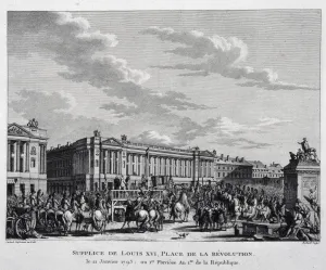 Berthe 1841 1895 Prints: The Execution of Louis XVI in the Place de la Revolution on 16th October 1793, (1793)