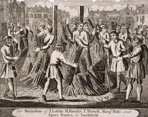 Agnes Collection: Execution of protestants at Smithfield, 1557, (c1720)