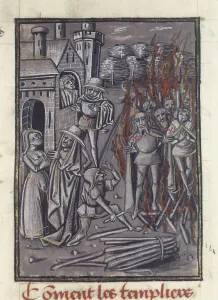 Philip Iv Prints: Execution of the Templars. From Chronique de Baudouin d'Avesnes